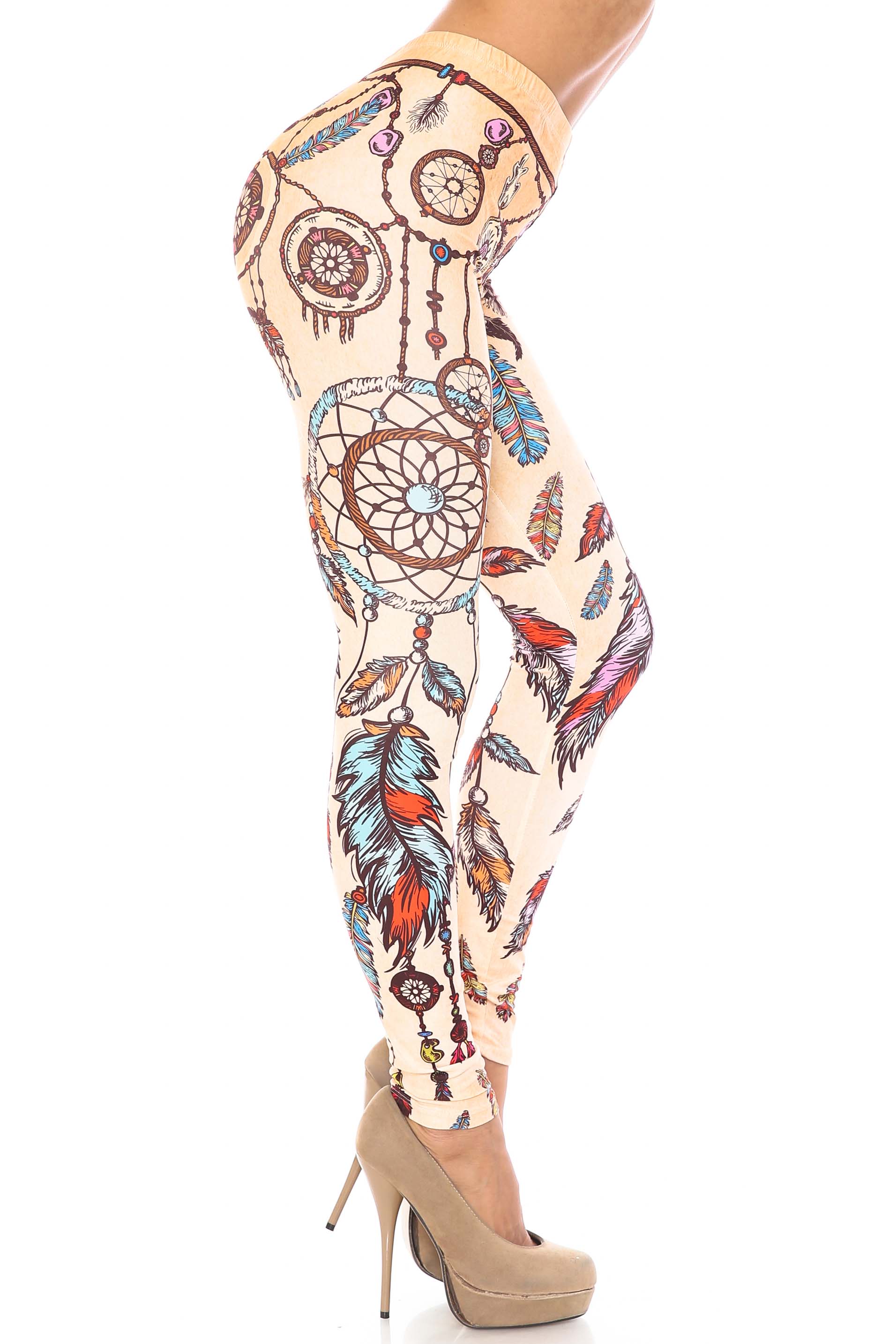 Plus Size - Creamy Soft Women's Laser Print Skin Smoothing Fashion Print Leggings - Dreamcatcher