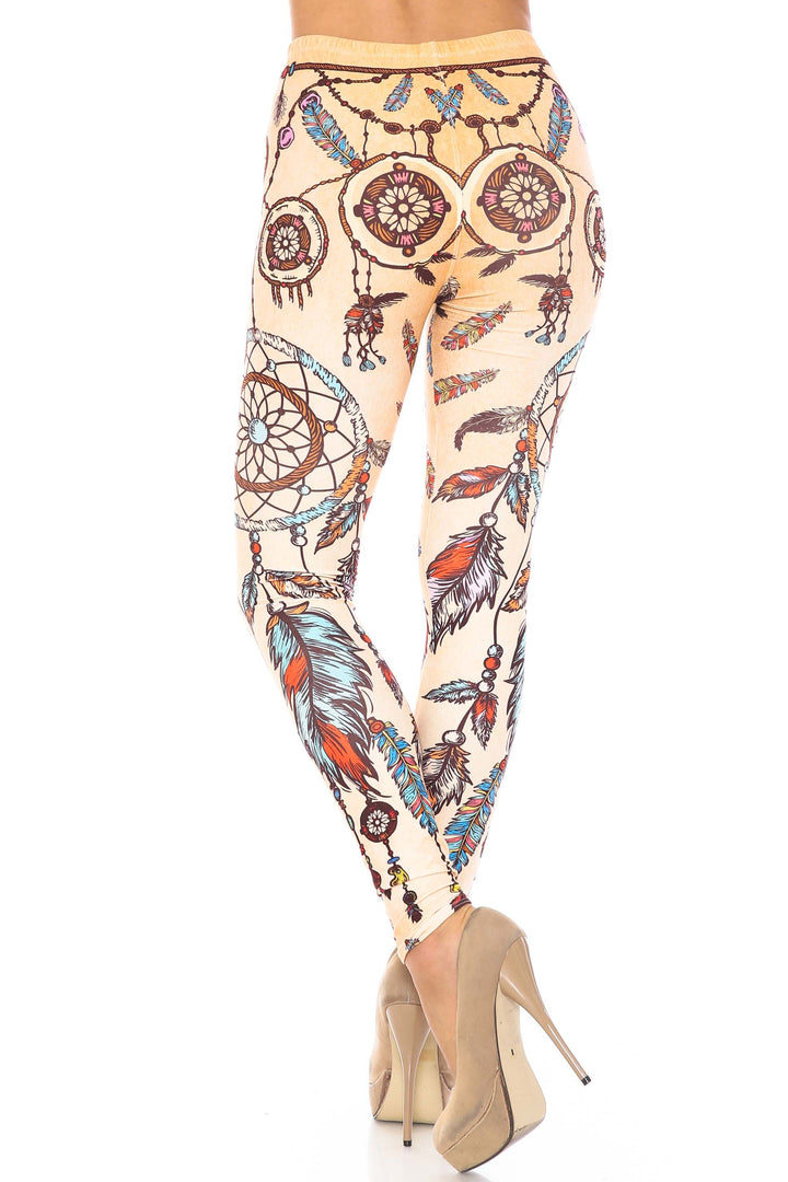 Plus Size - Creamy Soft Women's Laser Print Skin Smoothing Fashion Print Leggings - Dreamcatcher