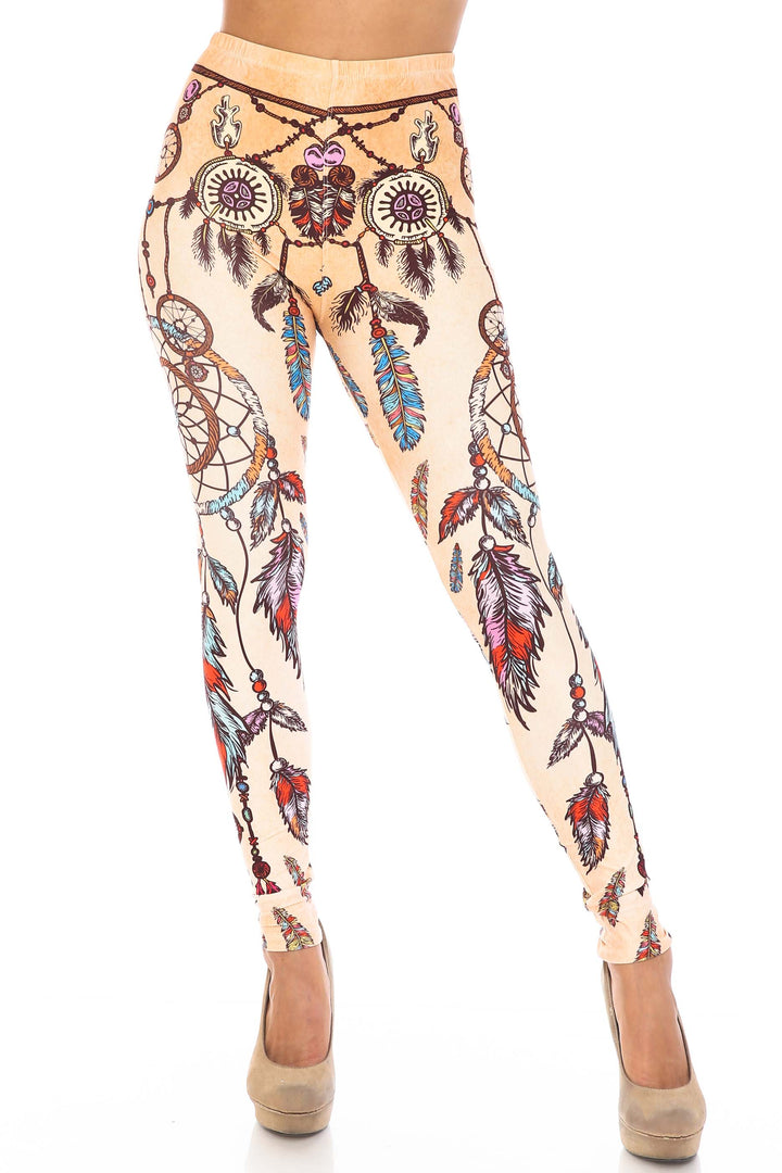 Plus Size - Creamy Soft Women's Laser Print Skin Smoothing Fashion Print Leggings - Dreamcatcher