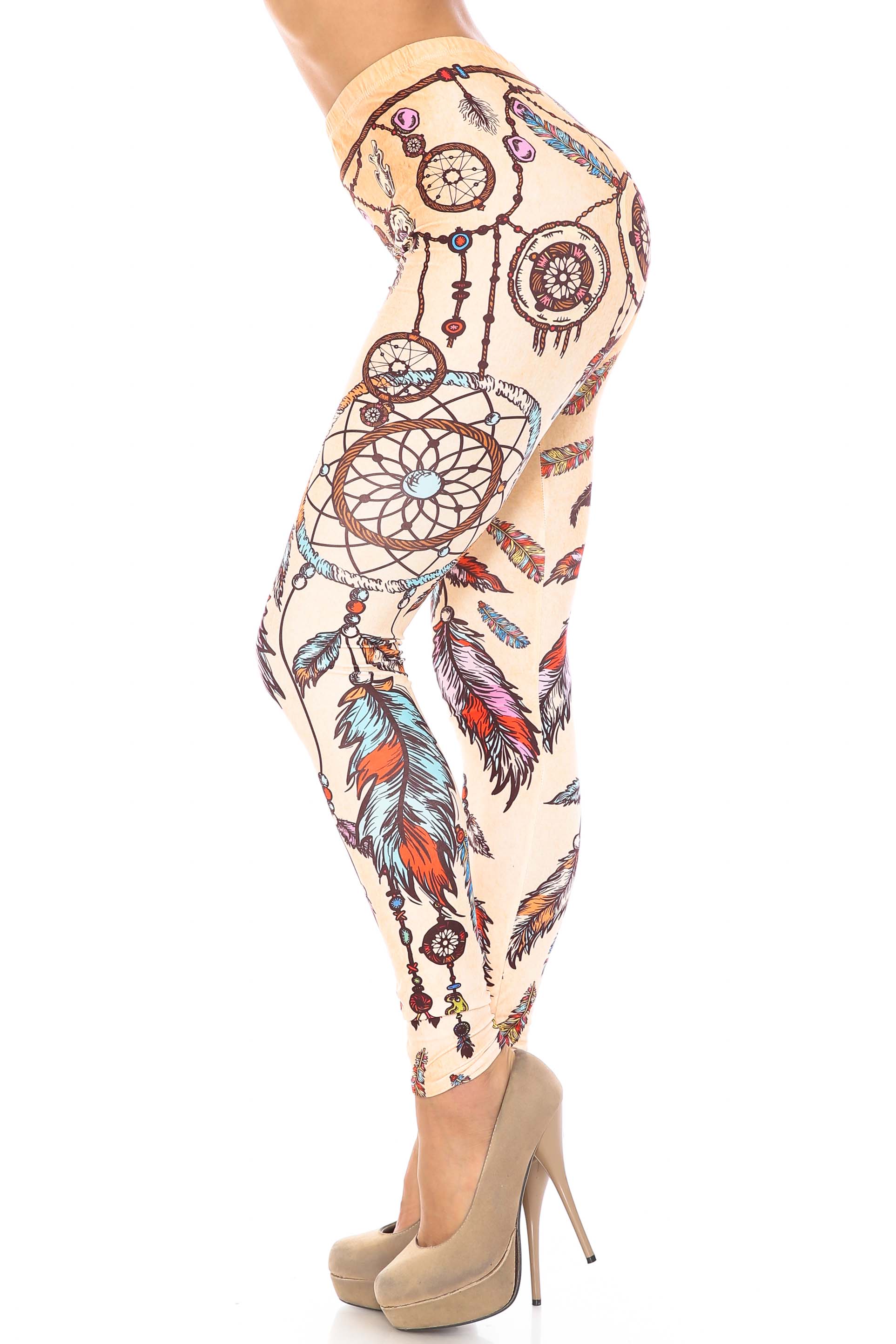 Plus Size - Creamy Soft Women's Laser Print Skin Smoothing Fashion Print Leggings - Dreamcatcher