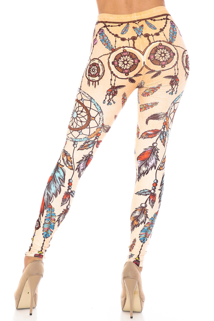 Plus Size - Creamy Soft Women's Laser Print Skin Smoothing Fashion Print Leggings - Dreamcatcher