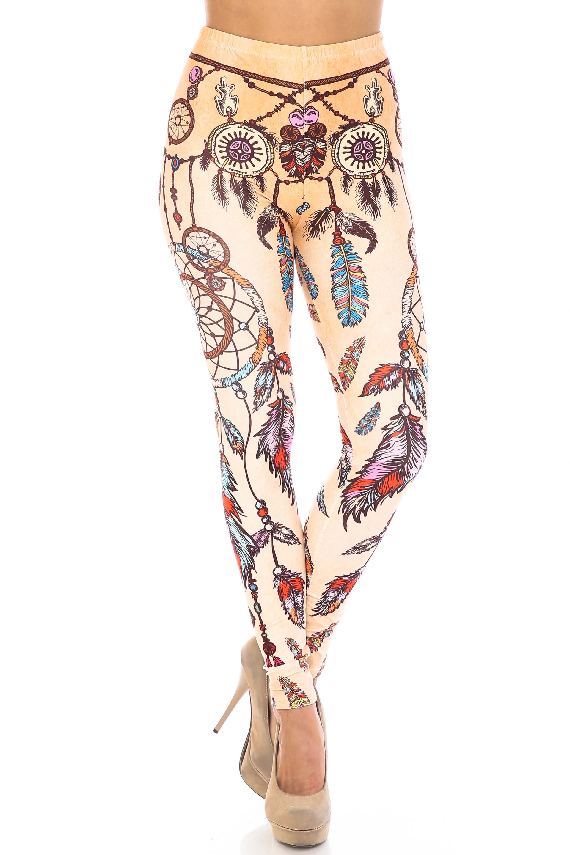 Plus Size - Creamy Soft Women's Laser Print Skin Smoothing Fashion Print Leggings - Dreamcatcher