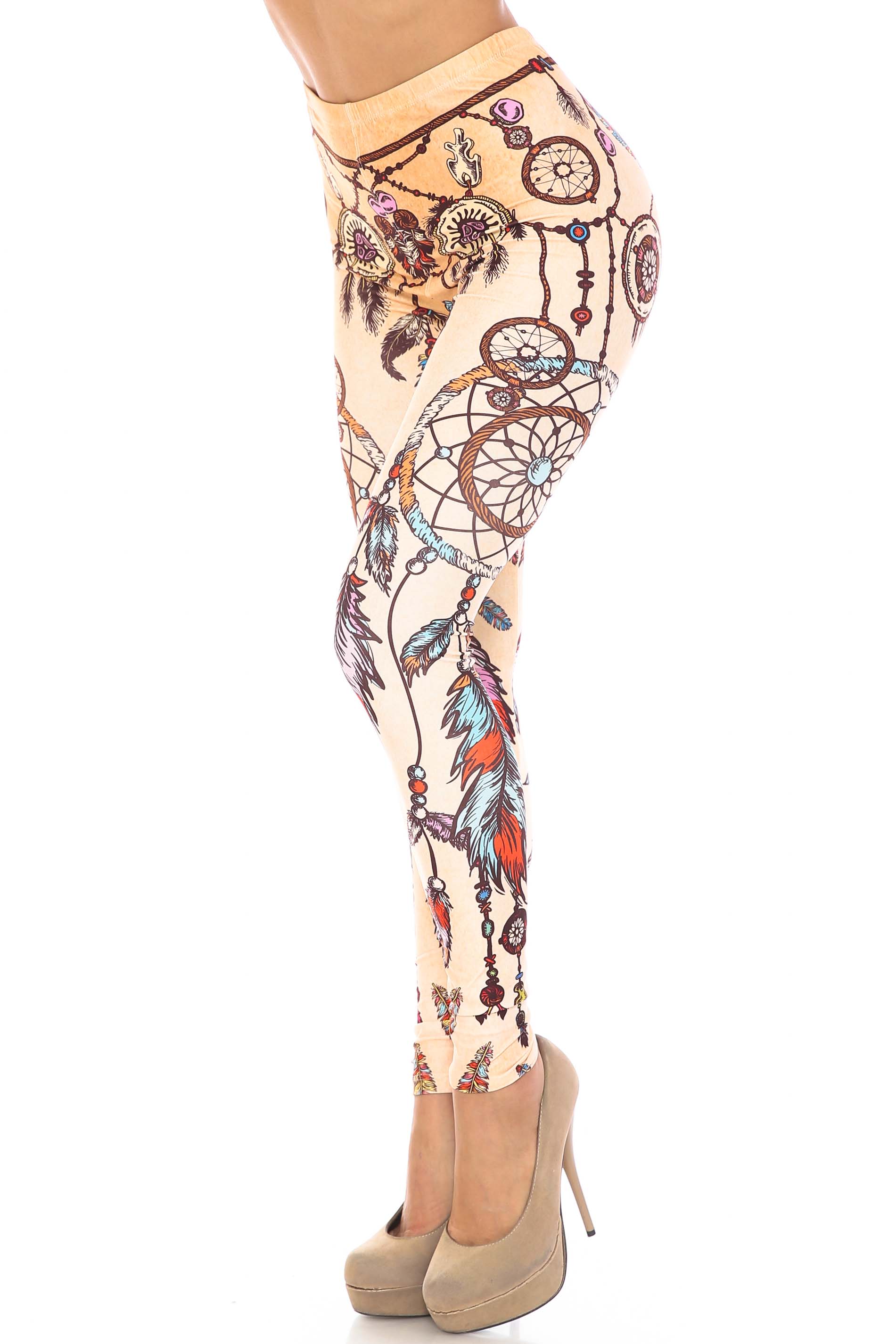 Plus Size - Creamy Soft Women's Laser Print Skin Smoothing Fashion Print Leggings - Dreamcatcher