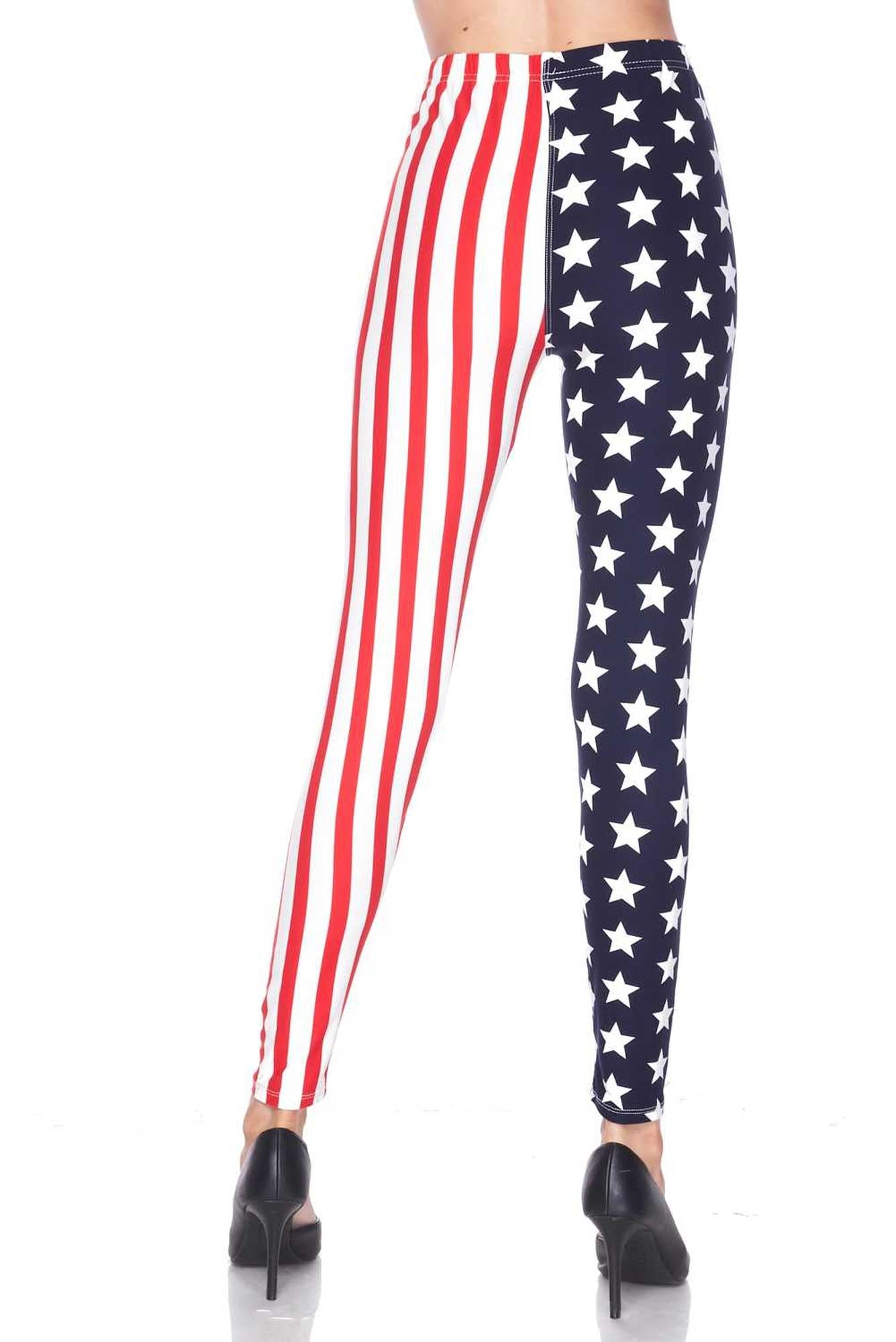 Buttery Soft USA Flag Plus Size Leggings (One Size Plus,Blue)