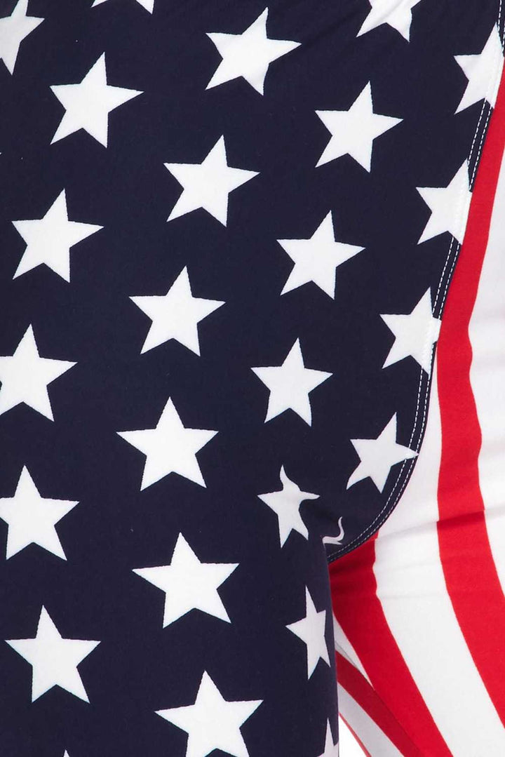 Buttery Soft USA Flag Plus Size Leggings (One Size Plus,Blue)