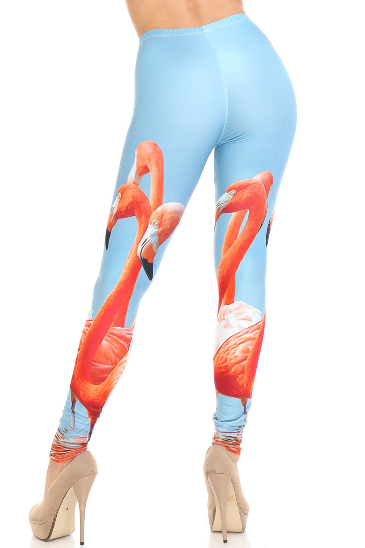 Creamy Soft Premium Women's Leggings Flamingo Plus Size, High Rise, Stretchy & Breathable, Comfortable Fit - by USA Fashion