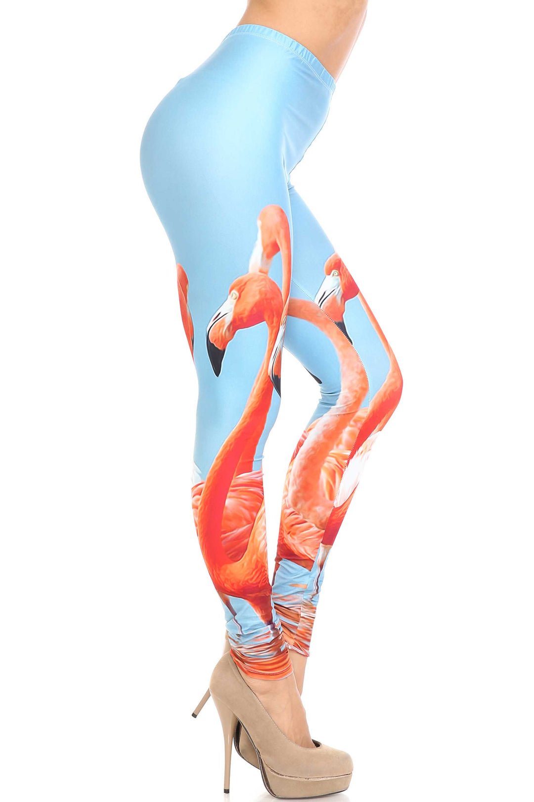 Creamy Soft Premium Women's Leggings Flamingo Plus Size, High Rise, Stretchy & Breathable, Comfortable Fit - by USA Fashion