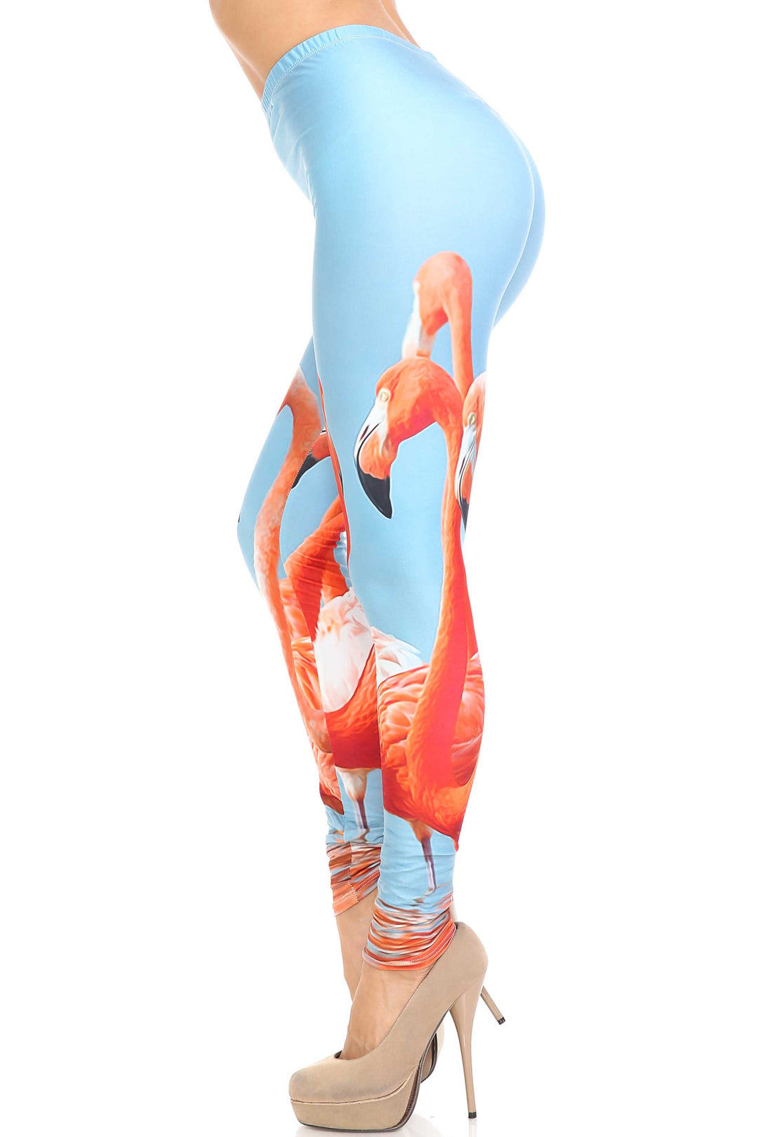 Creamy Soft Premium Women's Leggings Flamingo Plus Size, High Rise, Stretchy & Breathable, Comfortable Fit - by USA Fashion