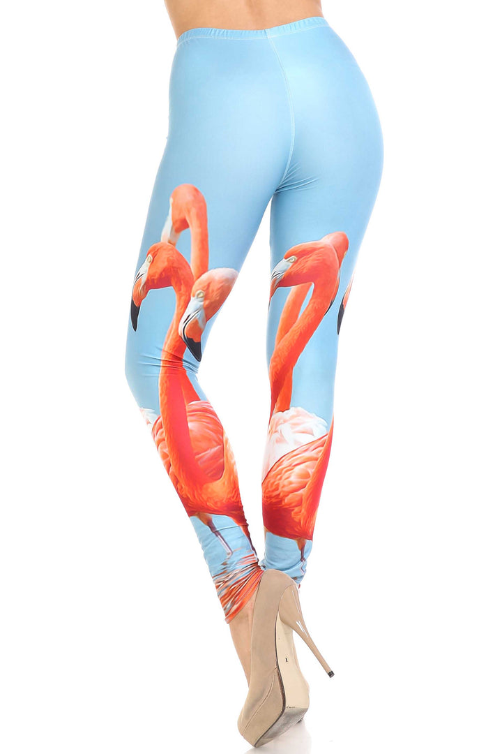 Creamy Soft Premium Women's Leggings Flamingo Plus Size, High Rise, Stretchy & Breathable, Comfortable Fit - by USA Fashion