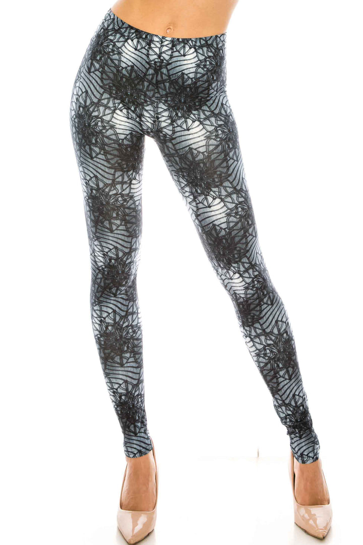 Creamy Soft Premium Women's Leggings 3D Floral Helix Plus Size, High Rise, Stretchy & Breathable, Comfortable Fit - by USA Fashion