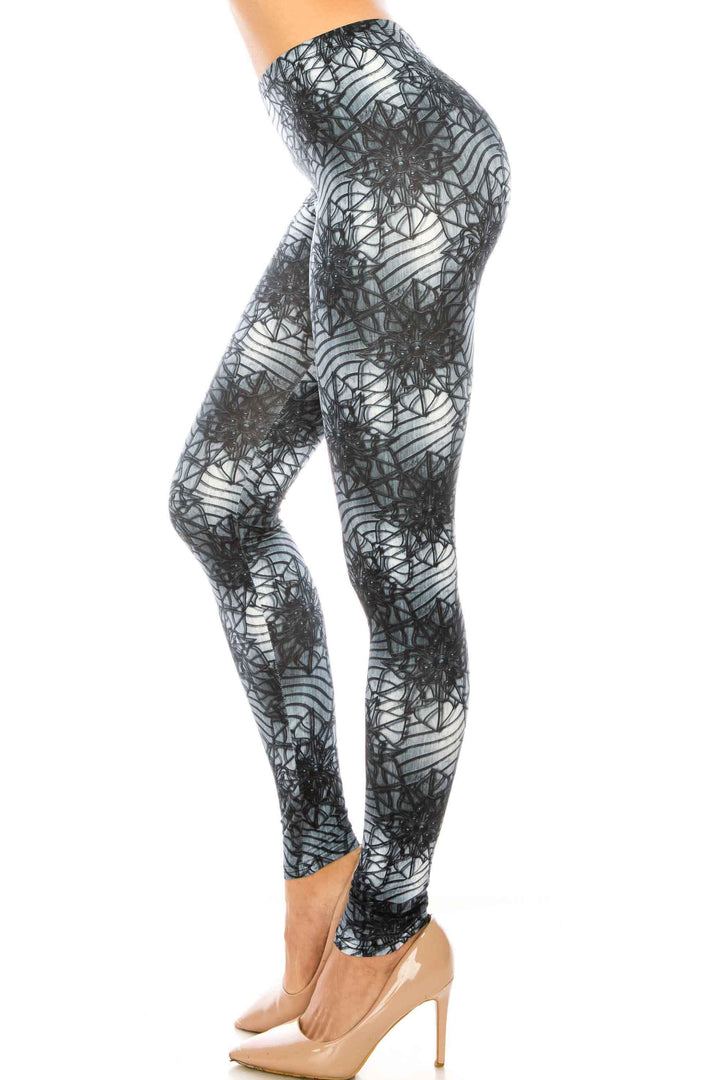 Creamy Soft Premium Women's Leggings 3D Floral Helix Plus Size, High Rise, Stretchy & Breathable, Comfortable Fit - by USA Fashion