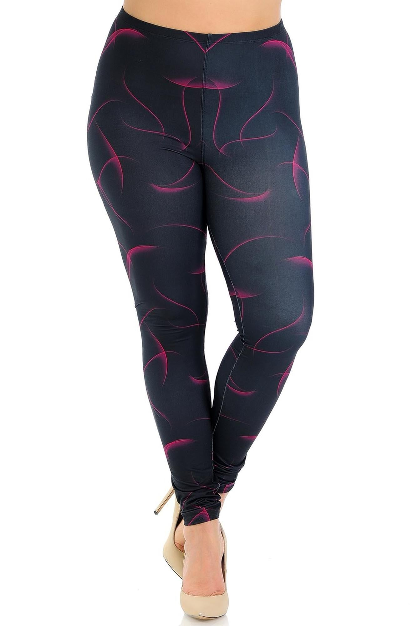 Creamy Soft Premium Women's Leggings Fuchsia Mist Plus Size, High Rise, Stretchy & Breathable, Comfortable Fit - by USA Fashion