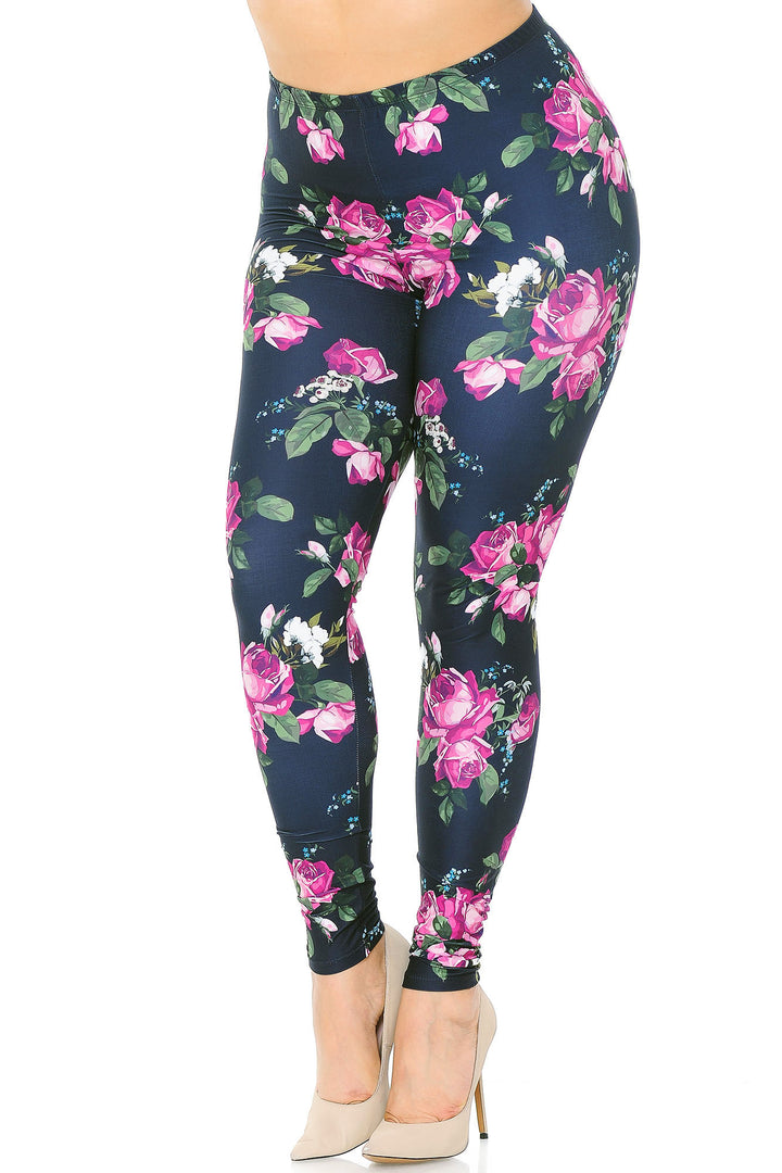Creamy Soft Premium Women's Leggings Fuchsia Rose Plus Size, High Rise, Stretchy & Breathable, Comfortable Fit - by USA Fashion