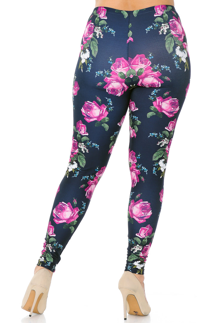 Creamy Soft Premium Women's Leggings Fuchsia Rose Plus Size, High Rise, Stretchy & Breathable, Comfortable Fit - by USA Fashion