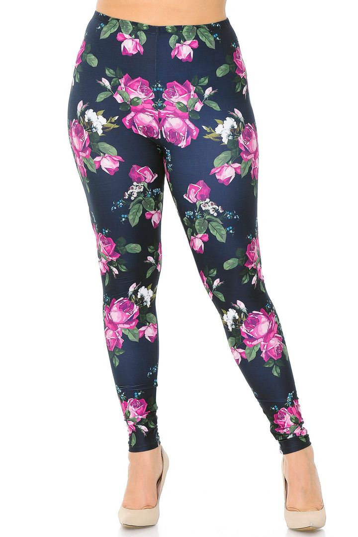 Creamy Soft Premium Women's Leggings Fuchsia Rose Plus Size, High Rise, Stretchy & Breathable, Comfortable Fit - by USA Fashion