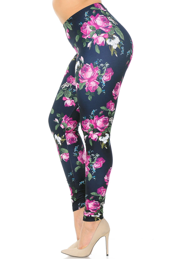 Creamy Soft Premium Women's Leggings Fuchsia Rose Plus Size, High Rise, Stretchy & Breathable, Comfortable Fit - by USA Fashion