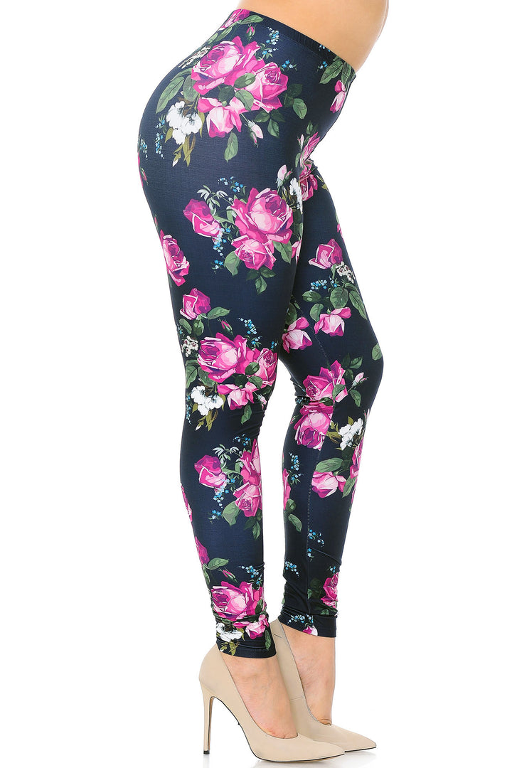 Creamy Soft Premium Women's Leggings Fuchsia Rose Plus Size, High Rise, Stretchy & Breathable, Comfortable Fit - by USA Fashion
