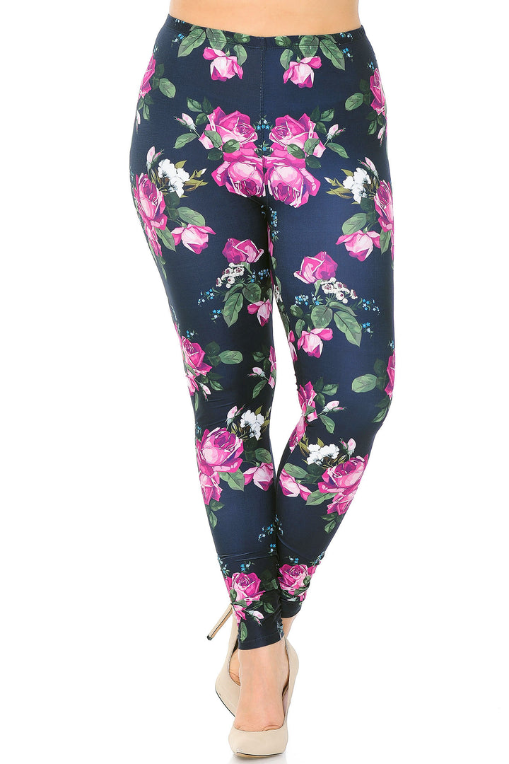 Creamy Soft Premium Women's Leggings Fuchsia Rose Plus Size, High Rise, Stretchy & Breathable, Comfortable Fit - by USA Fashion
