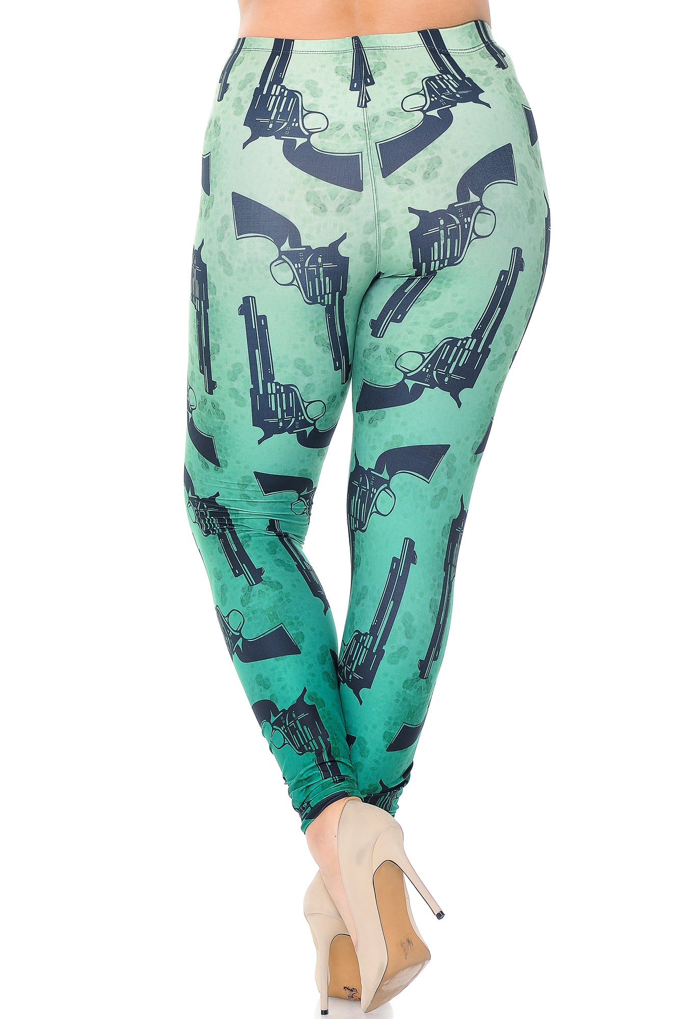 Creamy Soft Premium Women's Leggings Ombre Green Guns Plus Size, High Rise, Stretchy & Breathable, Comfortable Fit - by USA Fashion