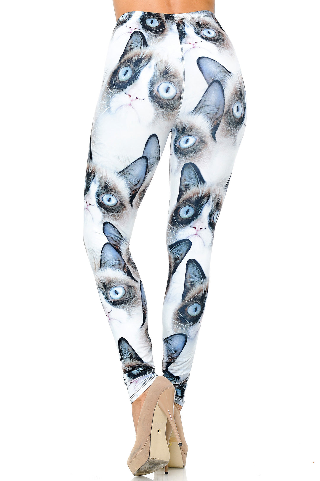 Creamy Soft Premium Women's Leggings Grumpy Cat Plus Size, High Rise, Stretchy & Breathable, Comfortable Fit - by USA Fashion