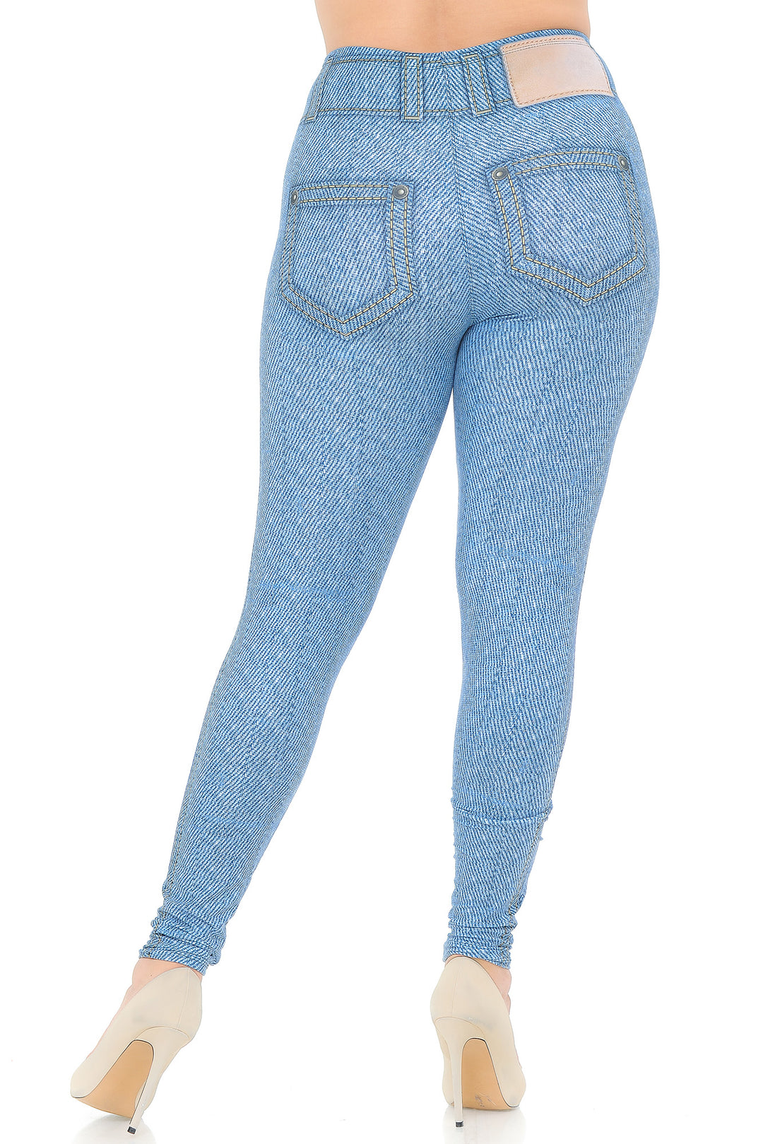 Creamy Soft Premium Women's Leggings Beautiful Blue Jean Plus Size, High Rise, Stretchy & Breathable, Comfortable Fit - by USA Fashion