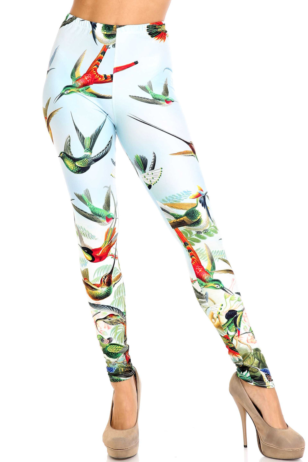 Creamy Soft Premium Women's Leggings Happy Hummingbirds Plus Size, High Rise, Stretchy & Breathable, Comfortable Fit - by USA Fashion