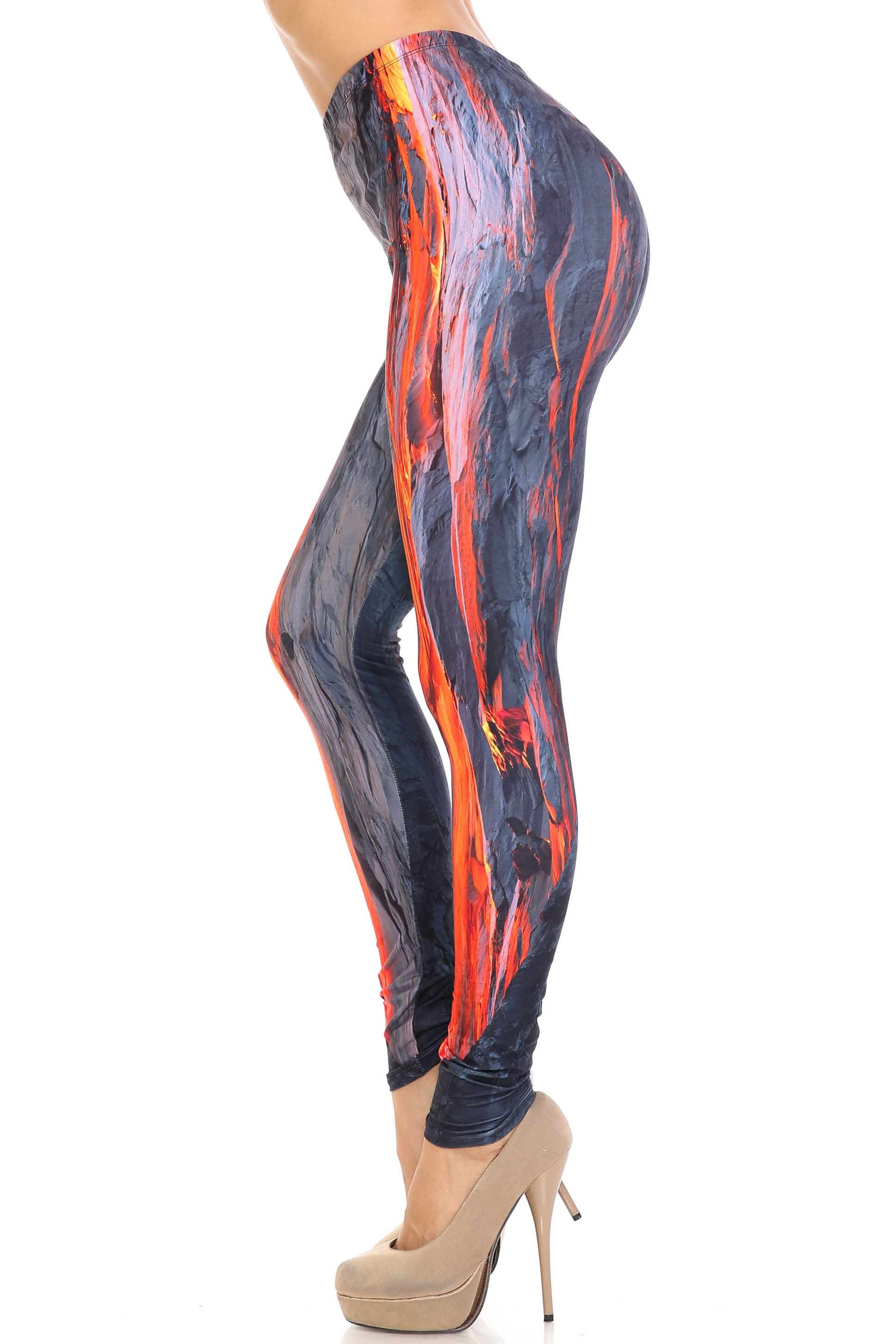 Creamy Soft Premium Women's Leggings Hot Lava Plus Size, High Rise, Stretchy & Breathable, Comfortable Fit - by USA Fashion