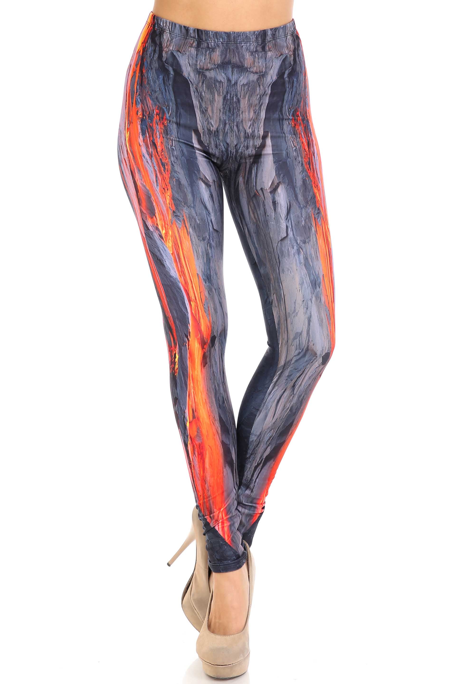 Creamy Soft Premium Women's Leggings Hot Lava Plus Size, High Rise, Stretchy & Breathable, Comfortable Fit - by USA Fashion