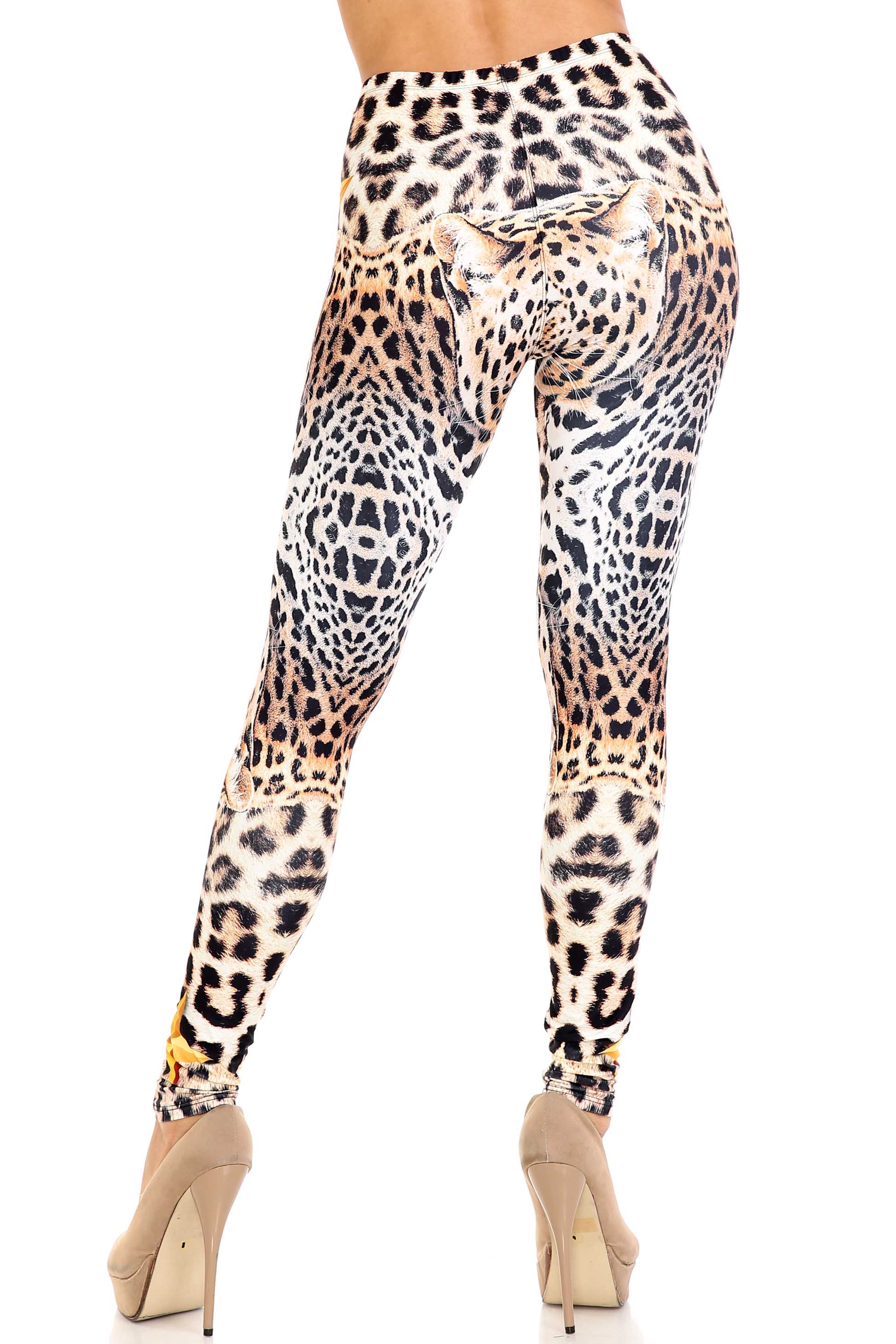 Creamy Soft Premium Women's Leggings Leopard Star Plus Size, High Rise, Stretchy & Breathable, Comfortable Fit - by USA Fashion