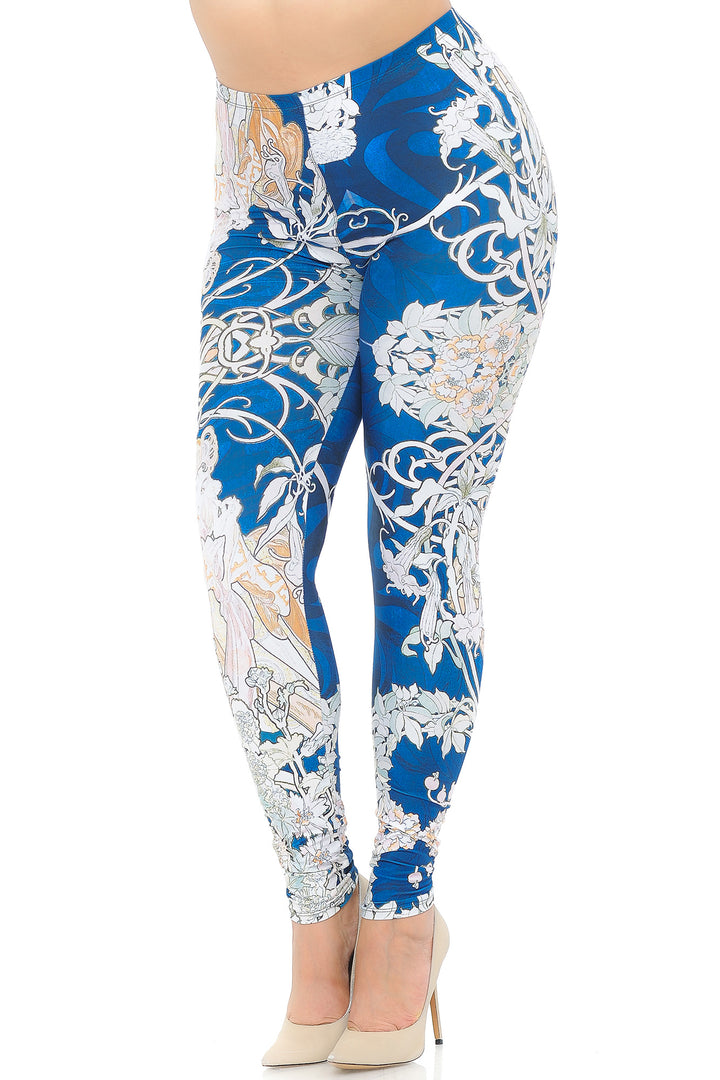 Creamy Soft Premium Women's Leggings Twisted Eden Vine Plus Size, High Rise, Stretchy & Breathable, Comfortable Fit - by USA Fashion