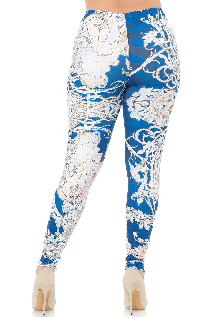 Creamy Soft Premium Women's Leggings Twisted Eden Vine Plus Size, High Rise, Stretchy & Breathable, Comfortable Fit - by USA Fashion