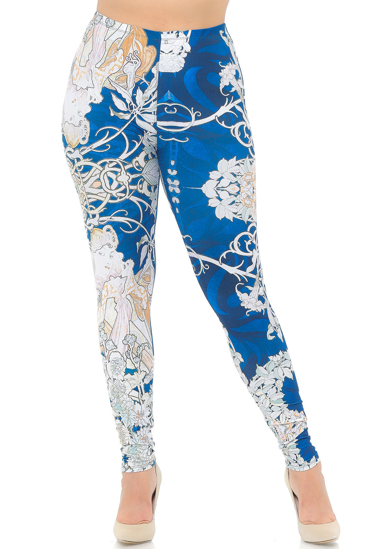 Creamy Soft Premium Women's Leggings Twisted Eden Vine Plus Size, High Rise, Stretchy & Breathable, Comfortable Fit - by USA Fashion
