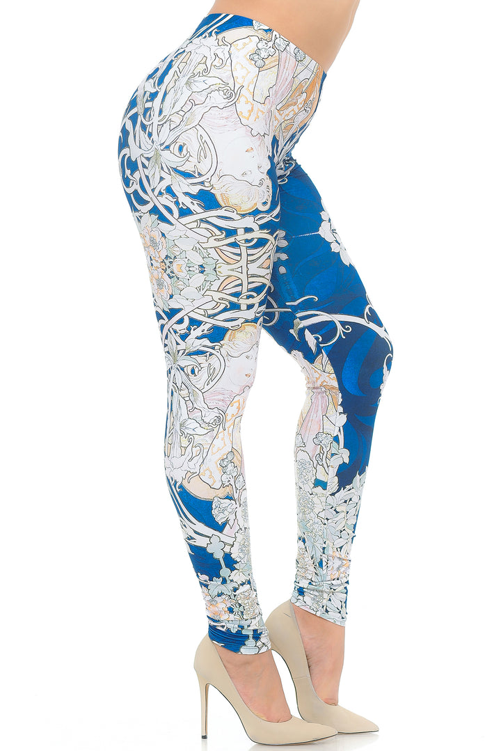 Creamy Soft Premium Women's Leggings Twisted Eden Vine Plus Size, High Rise, Stretchy & Breathable, Comfortable Fit - by USA Fashion