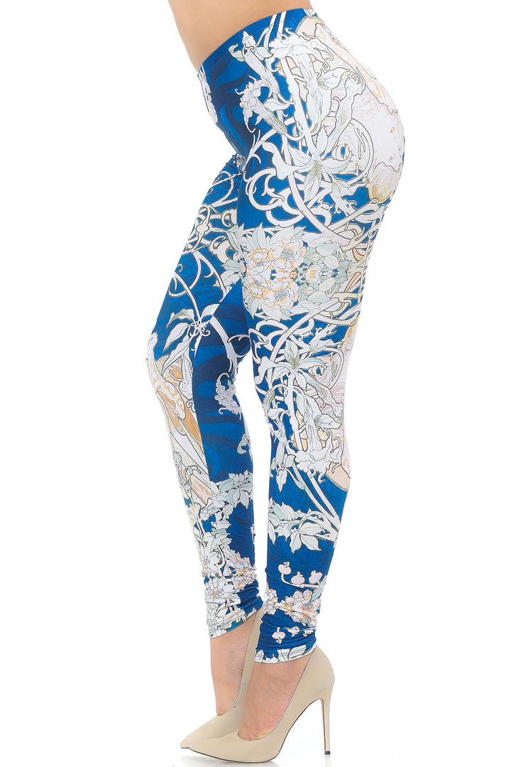 Creamy Soft Premium Women's Leggings Twisted Eden Vine Plus Size, High Rise, Stretchy & Breathable, Comfortable Fit - by USA Fashion