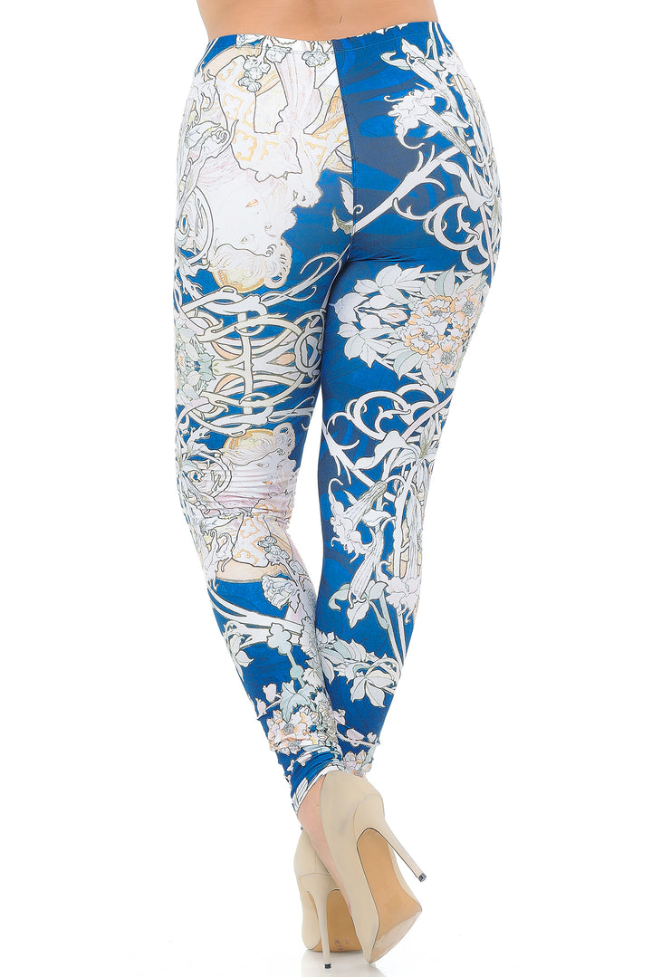 Creamy Soft Premium Women's Leggings Twisted Eden Vine Plus Size, High Rise, Stretchy & Breathable, Comfortable Fit - by USA Fashion