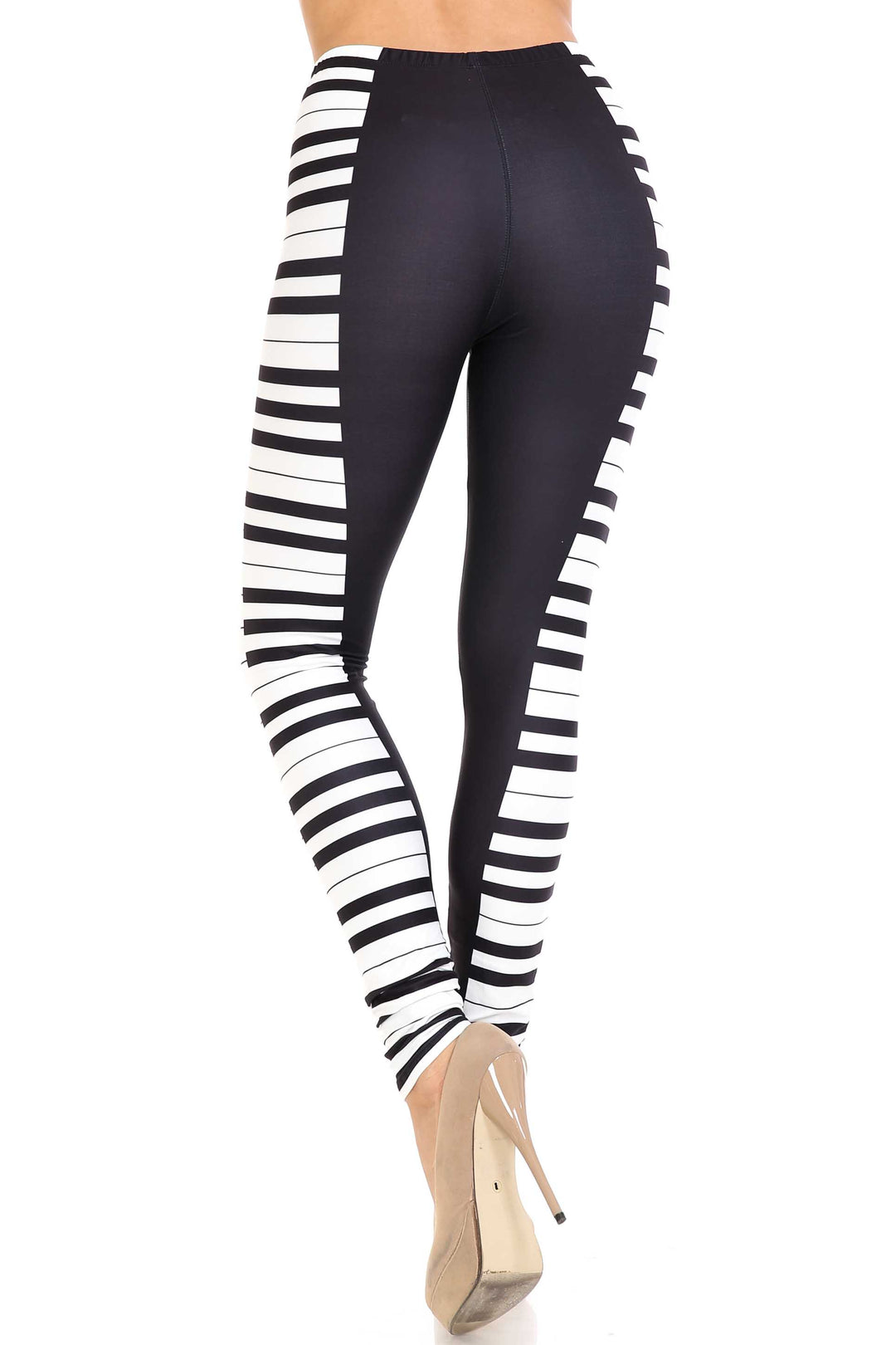 Plus Size - Creamy Soft Women's Laser Print Skin Smoothing Fashion Print Leggings - Keys of The Piano