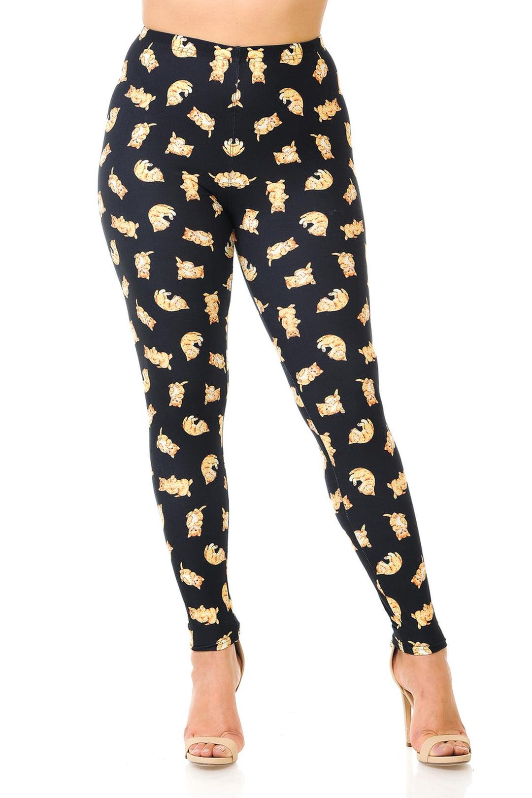 Creamy Soft Premium Women's Leggings Playful Kitty Cats Plus Size, High Rise, Stretchy & Breathable, Comfortable Fit - by USA Fashion