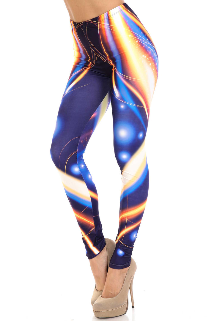 Creamy Soft Premium Women's Leggings Psychedelic Contour Plus Size, High Rise, Stretchy & Breathable, Comfortable Fit - by USA Fashion