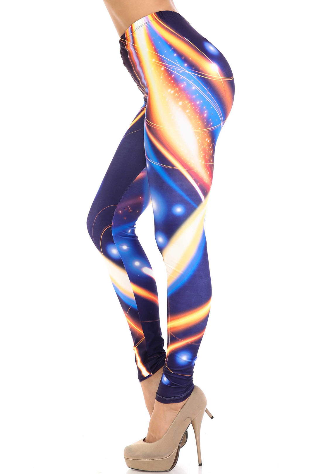 Creamy Soft Premium Women's Leggings Psychedelic Contour Plus Size, High Rise, Stretchy & Breathable, Comfortable Fit - by USA Fashion