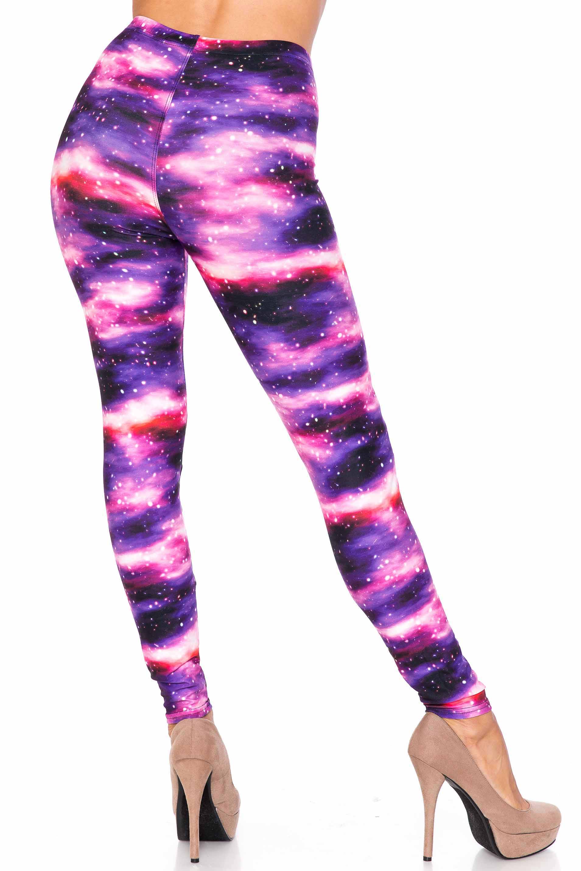 Plus Size - Creamy Soft Women's Laser Print Skin Smoothing Fashion Print Leggings - Purple Mist