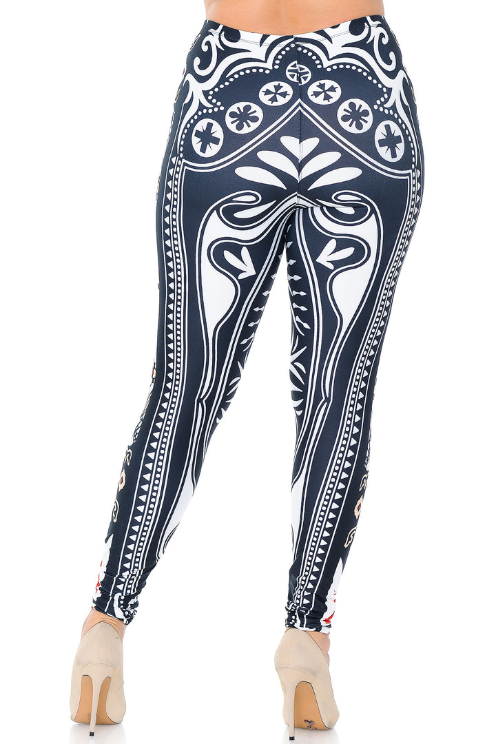 Creamy Soft Premium Women's Leggings Queen of Hearts Plus Size, High Rise, Stretchy & Breathable, Comfortable Fit - by USA Fashion