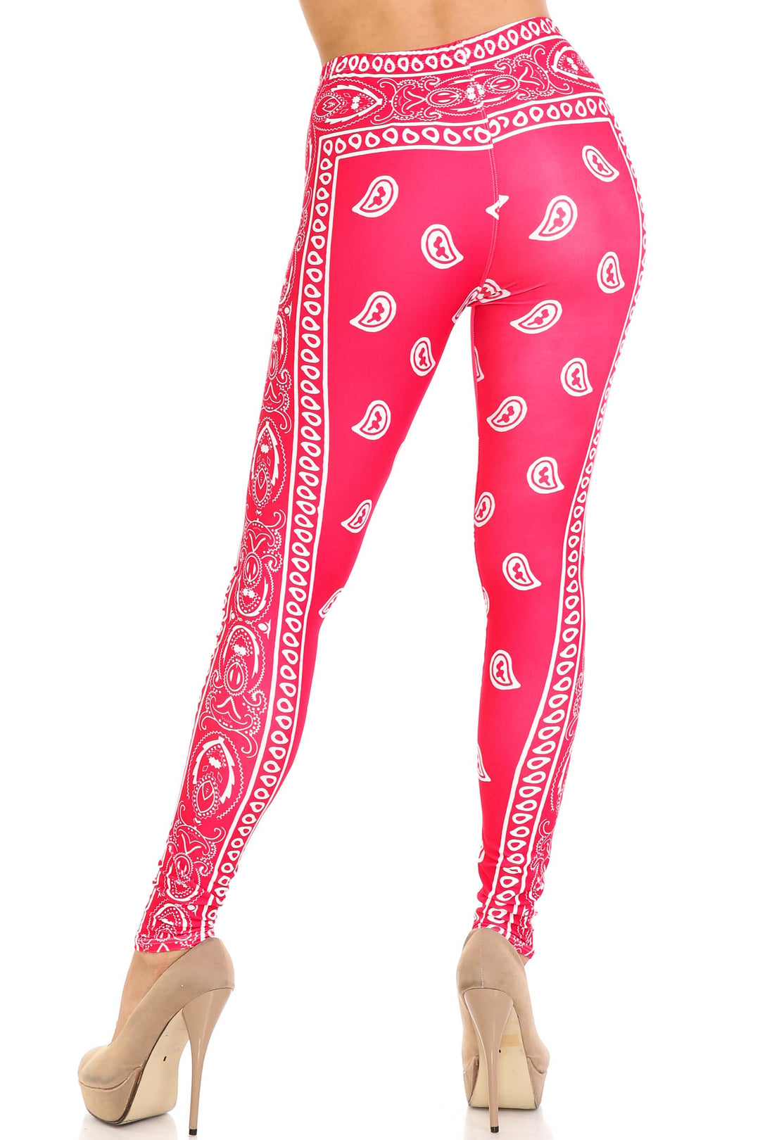 Creamy Soft Premium Women's Leggings Red Bandana Plus Size, High Rise, Stretchy & Breathable, Comfortable Fit - by USA Fashion