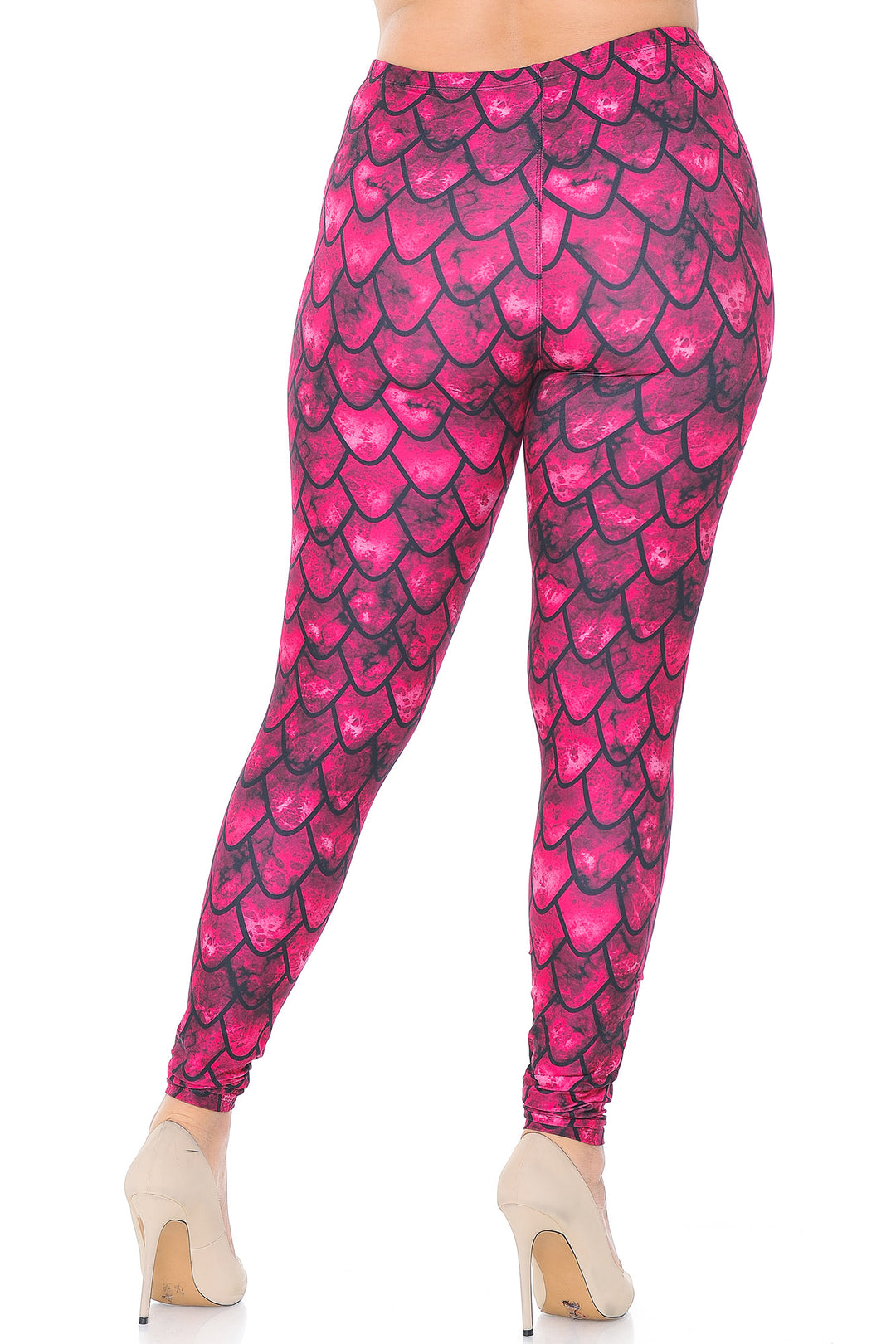 Creamy Soft Premium Women's Leggings Red Scale Plus Size, High Rise, Stretchy & Breathable, Comfortable Fit - by USA Fashion