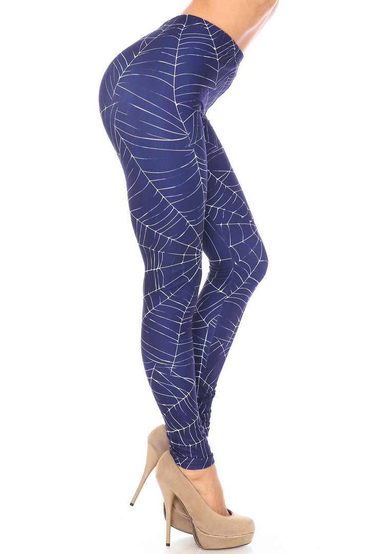 Creamy Soft Premium Women's Leggings Spiderwebs Halloween Plus Size, High Rise, Stretchy & Breathable, Comfortable Fit - by USA Fashion