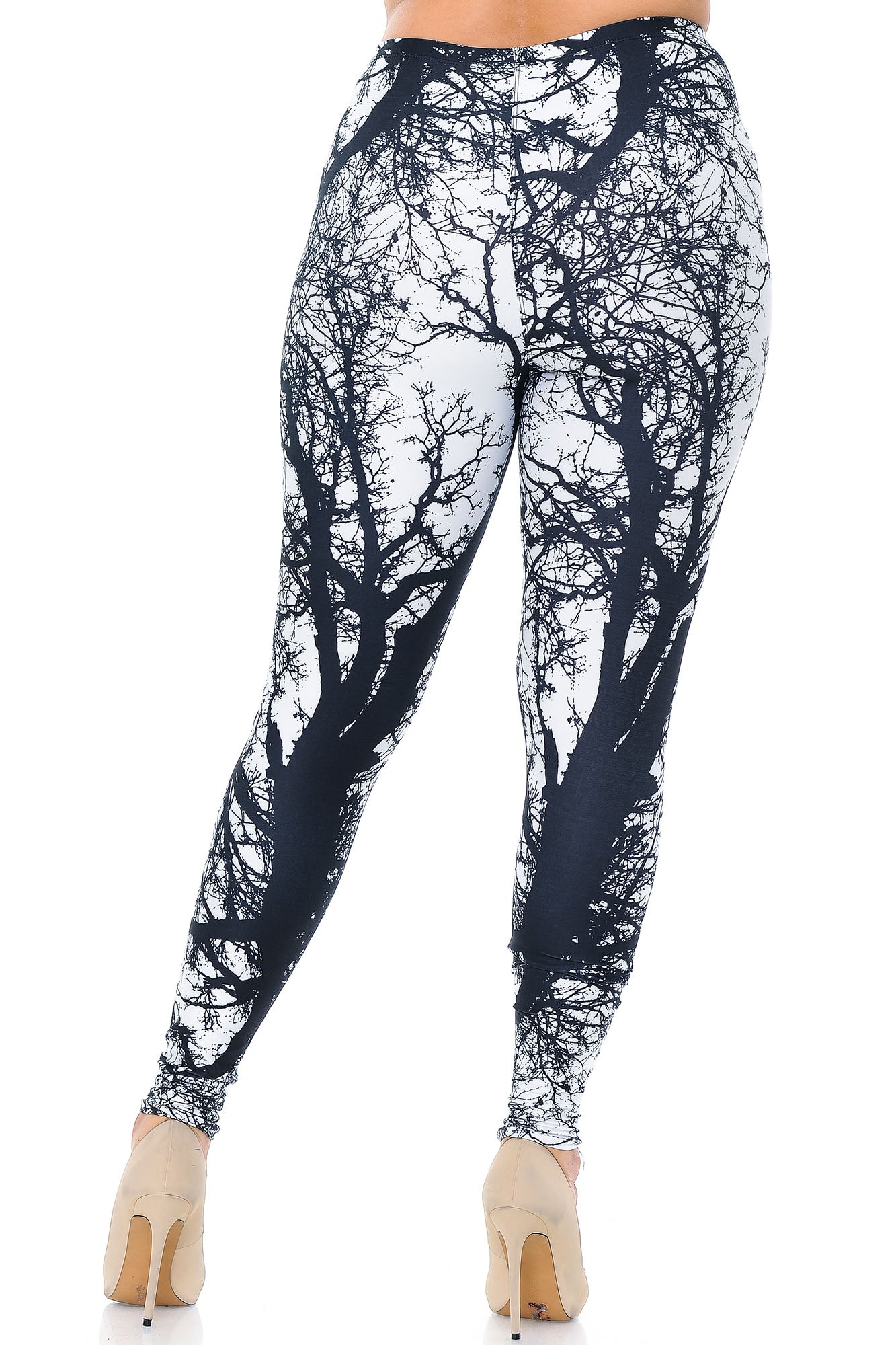 Creamy Soft Premium Women's Leggings Photo Negative Tree Plus Size, High Rise, Stretchy & Breathable, Comfortable Fit - by USA Fashion