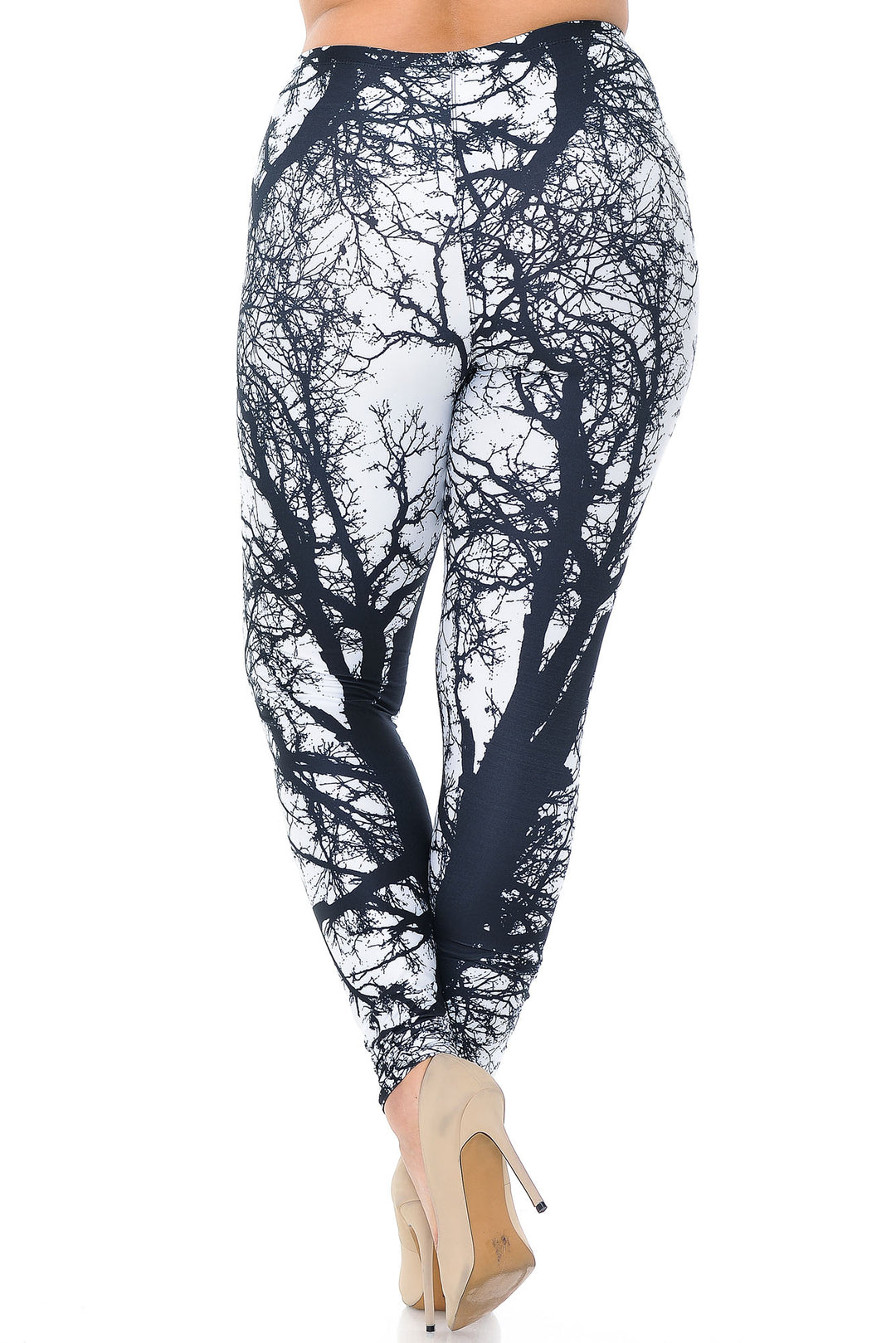 Creamy Soft Premium Women's Leggings Photo Negative Tree Plus Size, High Rise, Stretchy & Breathable, Comfortable Fit - by USA Fashion