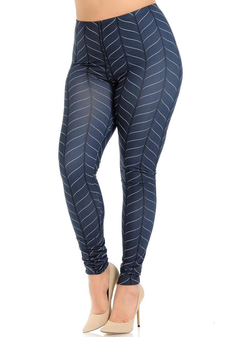 Creamy Soft Premium Women's Leggings Vertical Swirl Plus Size, High Rise, Stretchy & Breathable, Comfortable Fit - by USA Fashion