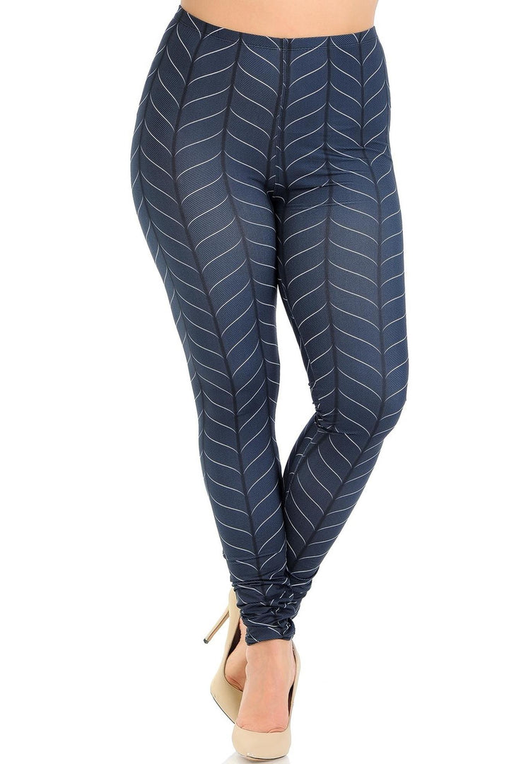Creamy Soft Premium Women's Leggings Vertical Swirl Plus Size, High Rise, Stretchy & Breathable, Comfortable Fit - by USA Fashion