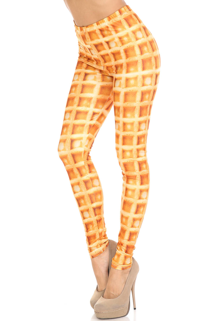 Creamy Soft Premium Women's Leggings Waffle Plus Size, High Rise, Stretchy & Breathable, Comfortable Fit - by USA Fashion