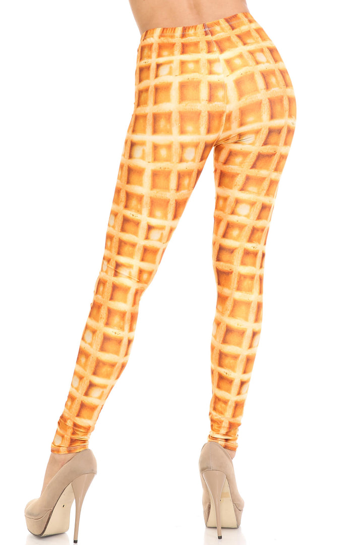 Creamy Soft Premium Women's Leggings Waffle Plus Size, High Rise, Stretchy & Breathable, Comfortable Fit - by USA Fashion